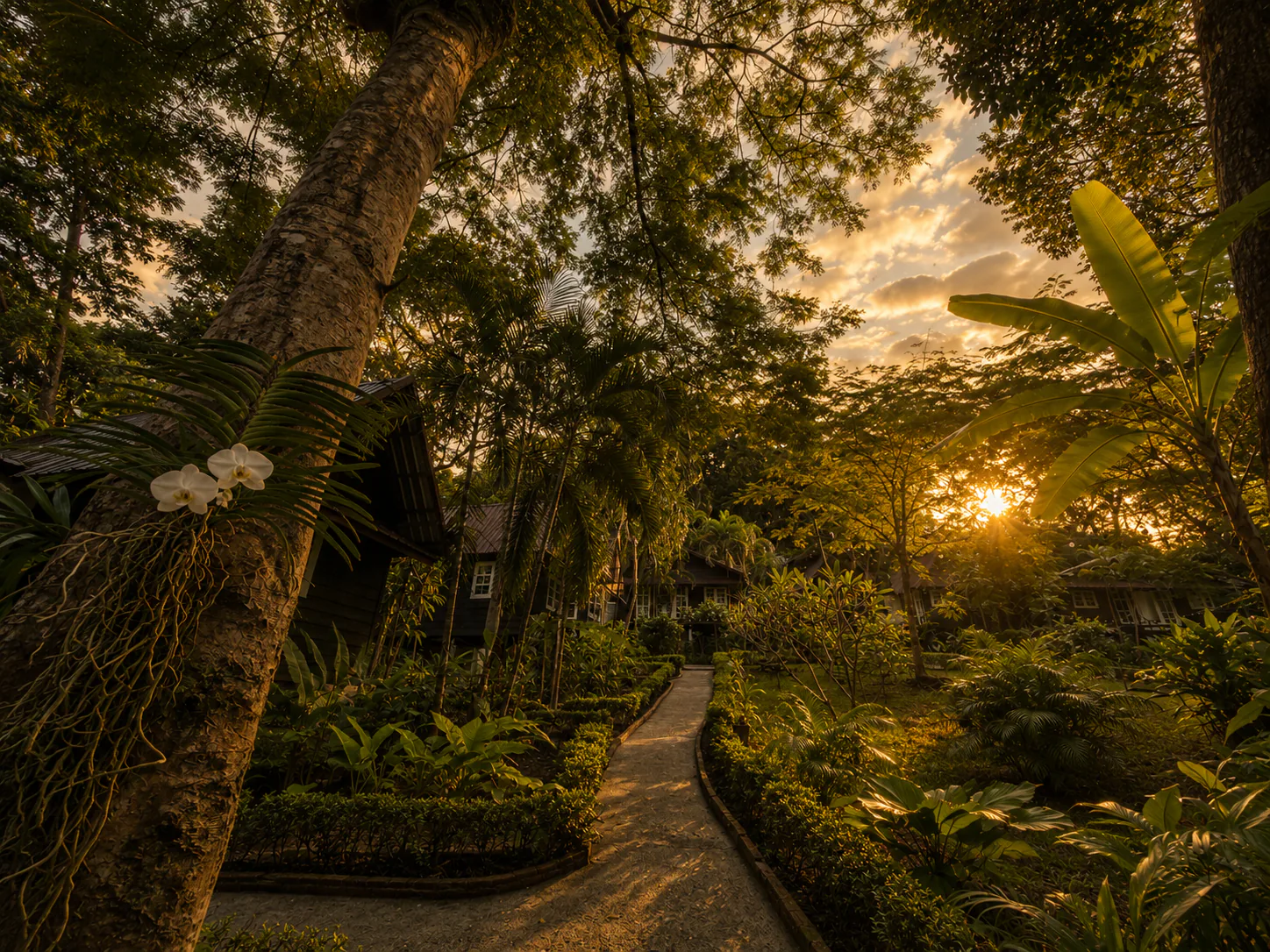 Tropical garden accommodation at Vanara Bungalows in Bailan Bay