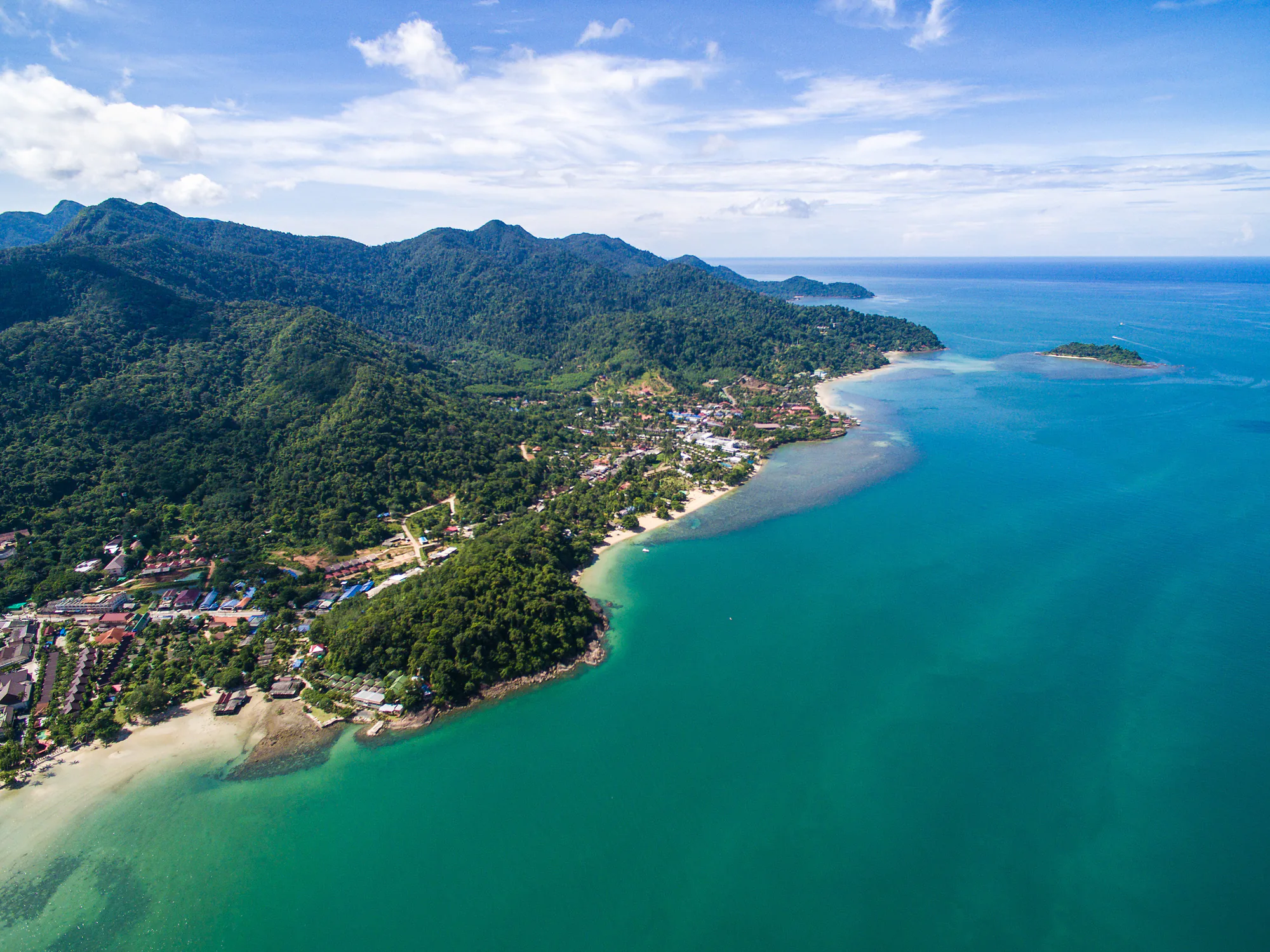 Panoramic tropical coastline and rainforest on Koh Chang